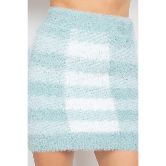 Plaid High-rise Fuzzy Mini Skirt - Picture 3 of 7
